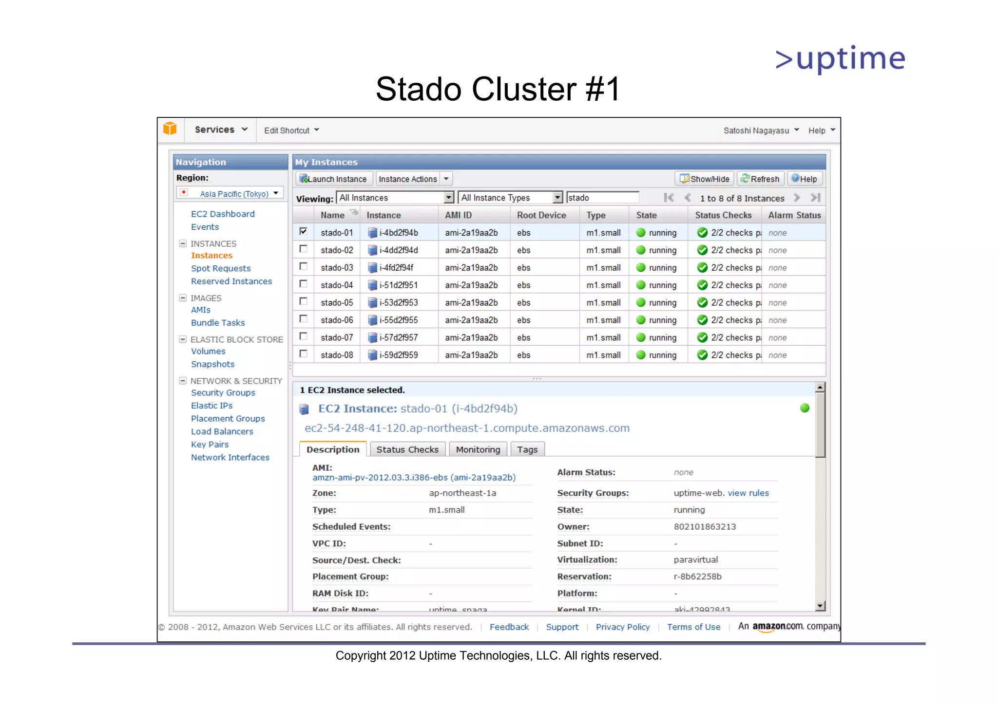 Stado Cluster #1 Copyright 2012 Uptime Technologies, LLC. All rights reserved. 