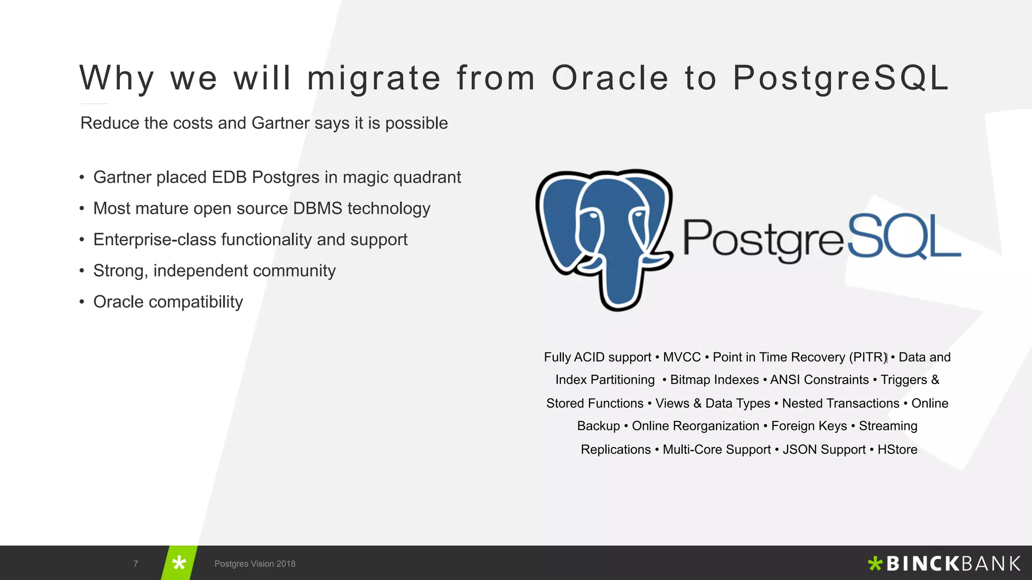 Postgres Vision 2018: Your Migration Path - BinckBank Case Study | PPT
