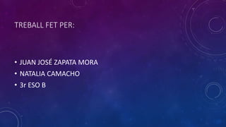 TREBALL FET PER:
• JUAN JOSÉ ZAPATA MORA
• NATALIA CAMACHO
• 3r ESO B
 