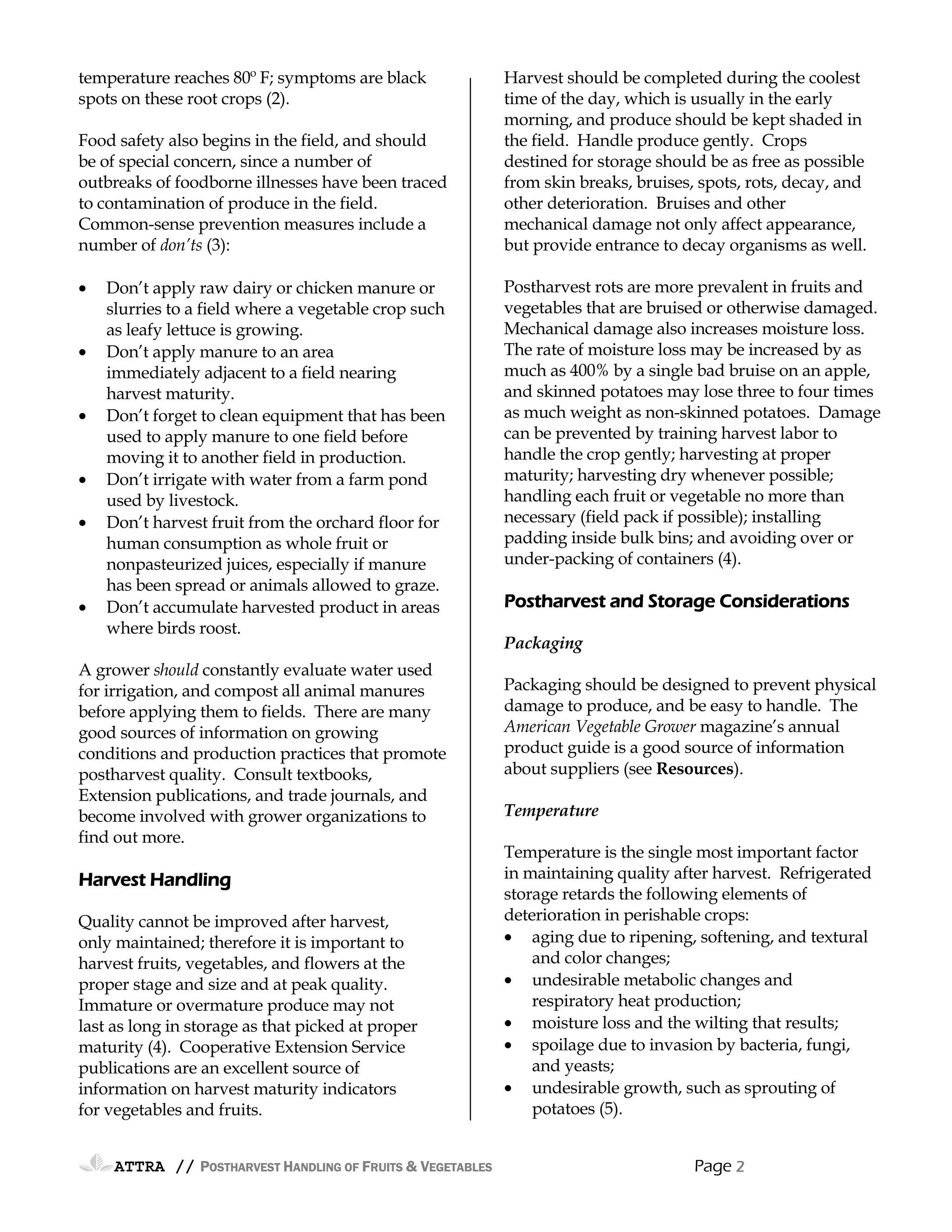 Postharvest Handling of Fruits and Vegetables | PDF