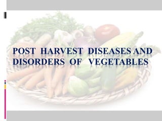 POST HARVEST DISEASES AND
DISORDERS OF VEGETABLES
 