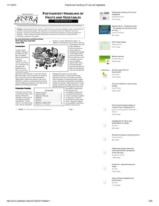Postharvest handling of fruits and vegetables | PDF