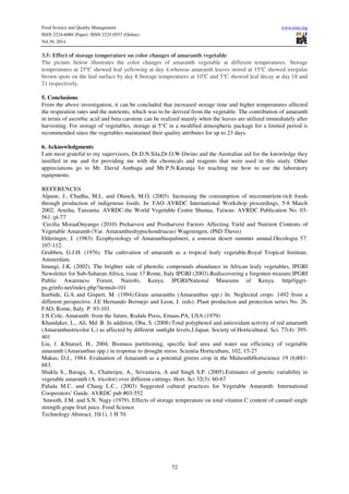 Post harvest stabilityof vegetable amaranthus (amaranthus | PDF
