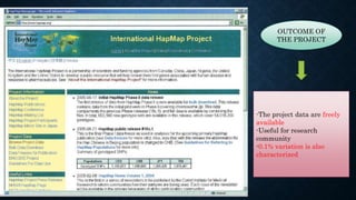 OUTCOME OF
THE PROJECT
-The project data are freely
available
-Useful for research
community
-0.1% variation is also
characterized
 