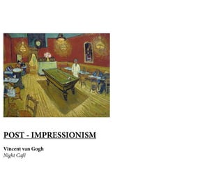 POST - IMPRESSIONISM
Vincent van Gogh
Night Café
