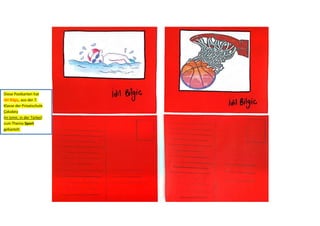 Diese Postkarten hat
İdil Bilgiç, aus der 7.
Klasse der Privatschule
Çakabey
(in Izmir, in der Türkei)
zum Thema Sport
gebastelt.

 