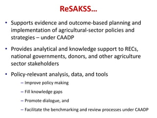 Post-LMP Engagement: Lessons from ReSAKSS Support to CAADP