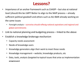 Post-LMP Engagement: Lessons from ReSAKSS Support to CAADP