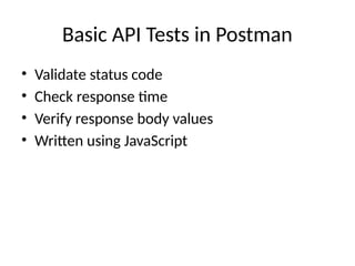 Postman API Training Beginner - API testing tool | PPTX