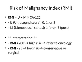 Postmenopausal Ovarian Masses Presentation | PPTX