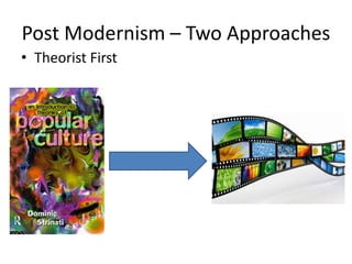 Post Modernism – Two Approaches
• Theorist First
 