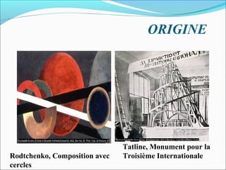 ORIGINE
Rodtchenko, Composition avec
cercles
Tatline, Monument pour la
Troisième Internationale
 