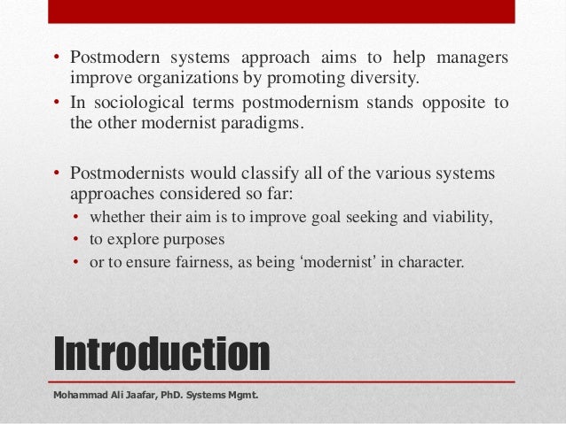 Mike C Jackson and Postmodern systems thinking by Mohammad Ali Jaafar