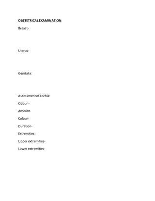 Postnatal assessment | DOCX