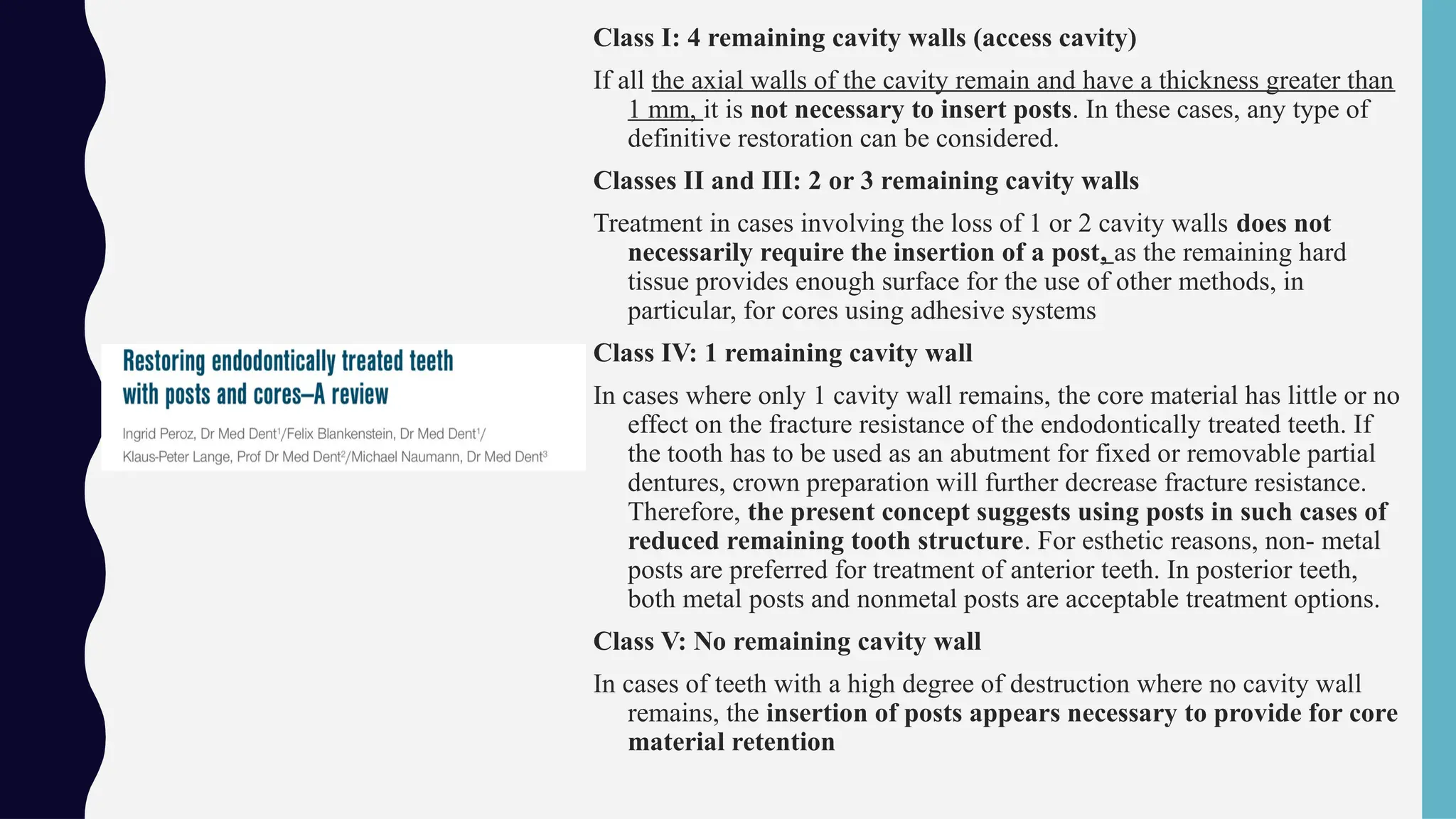 Tooth Case Classification post n core. in prosthodontics and dental science | PPTX