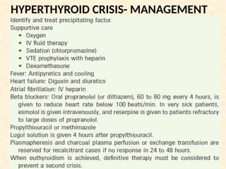 HYPERTHYROID CRISIS- MANAGEMENT
 