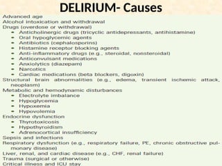 DELIRIUM- Causes
 