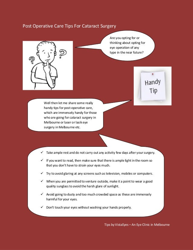 Post operative care tips for cataract surgery