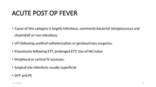 POST OPERATIVE FEVER.pptx in surgical patients | PPTX