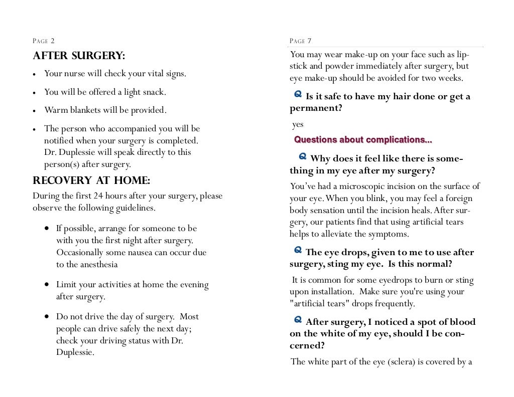 Post operative instructions for cataract surgery by dr. michael duple…