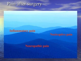 Pain after surgery

Inflammatory pain

•
•
•

Inflammatory pain
Nociceptive painpain
Nociceptive
Neuropathic pain

Neuropathic pain

 