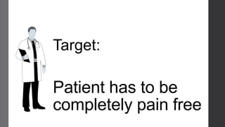 Patient has to be
completely pain free
Target:
 