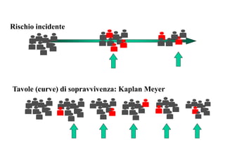 Rischio incidente
Tavole (curve) di sopravvivenza: Kaplan Meyer
 
