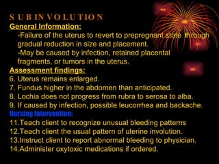 Subinvolution Def Post Partal Assessment | PPT