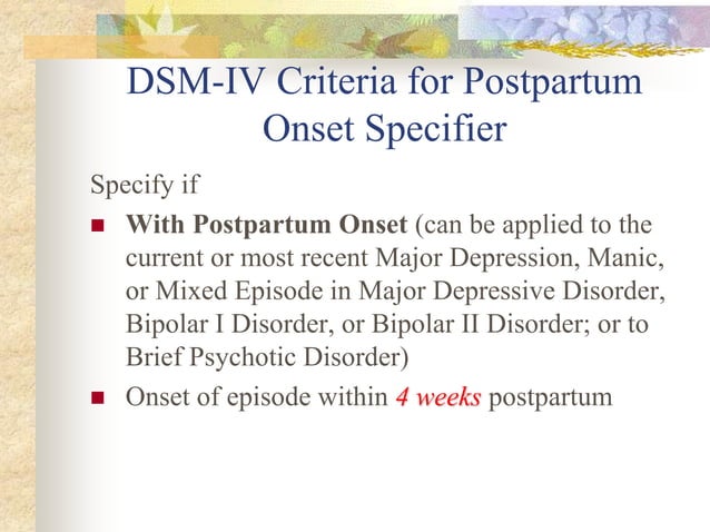 Post Partum Disorders [2001] | PPT