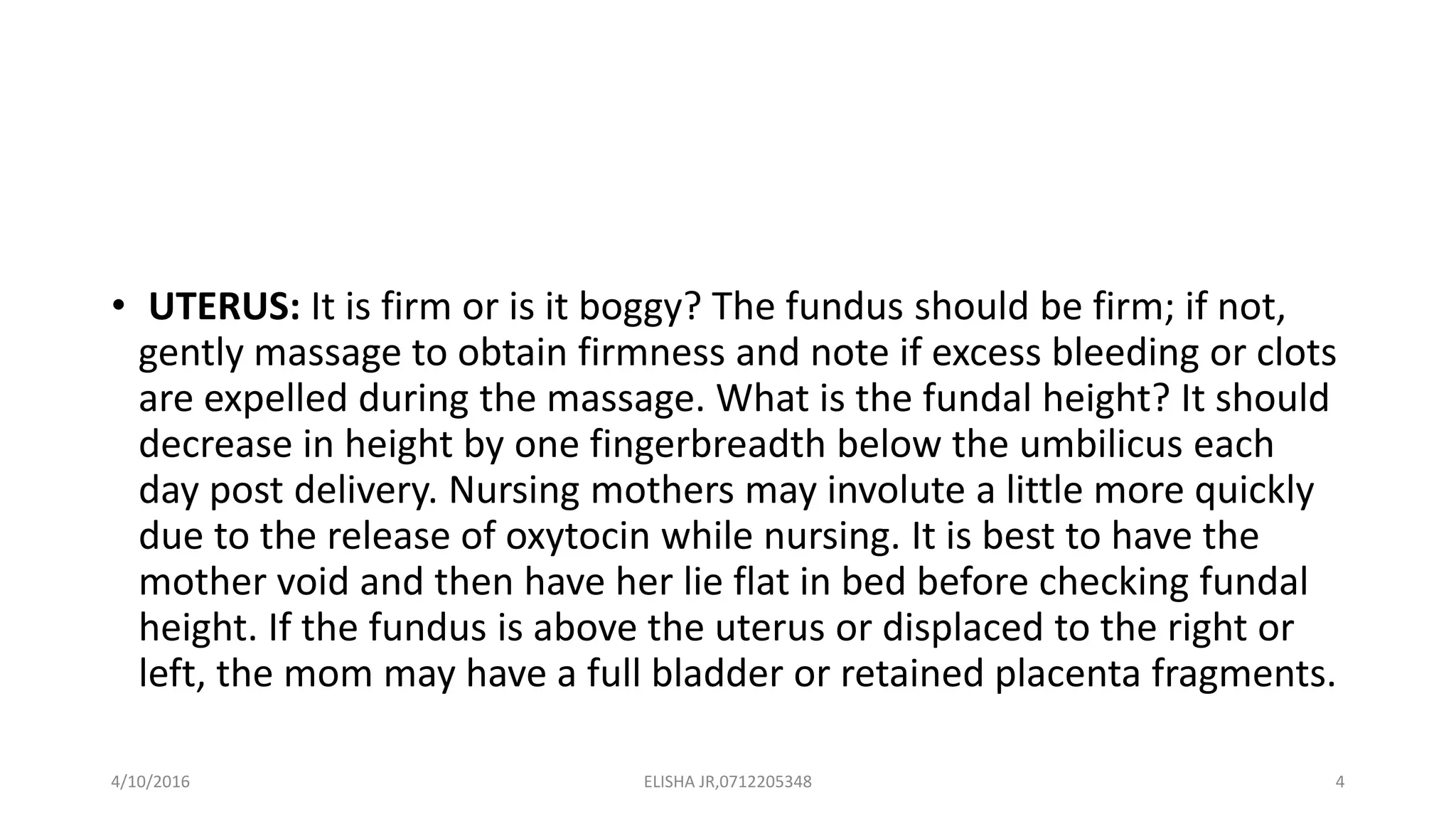 Postpartum assessment 1 | PDF