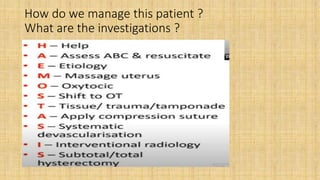 How do we manage this patient ?
What are the investigations ?
 