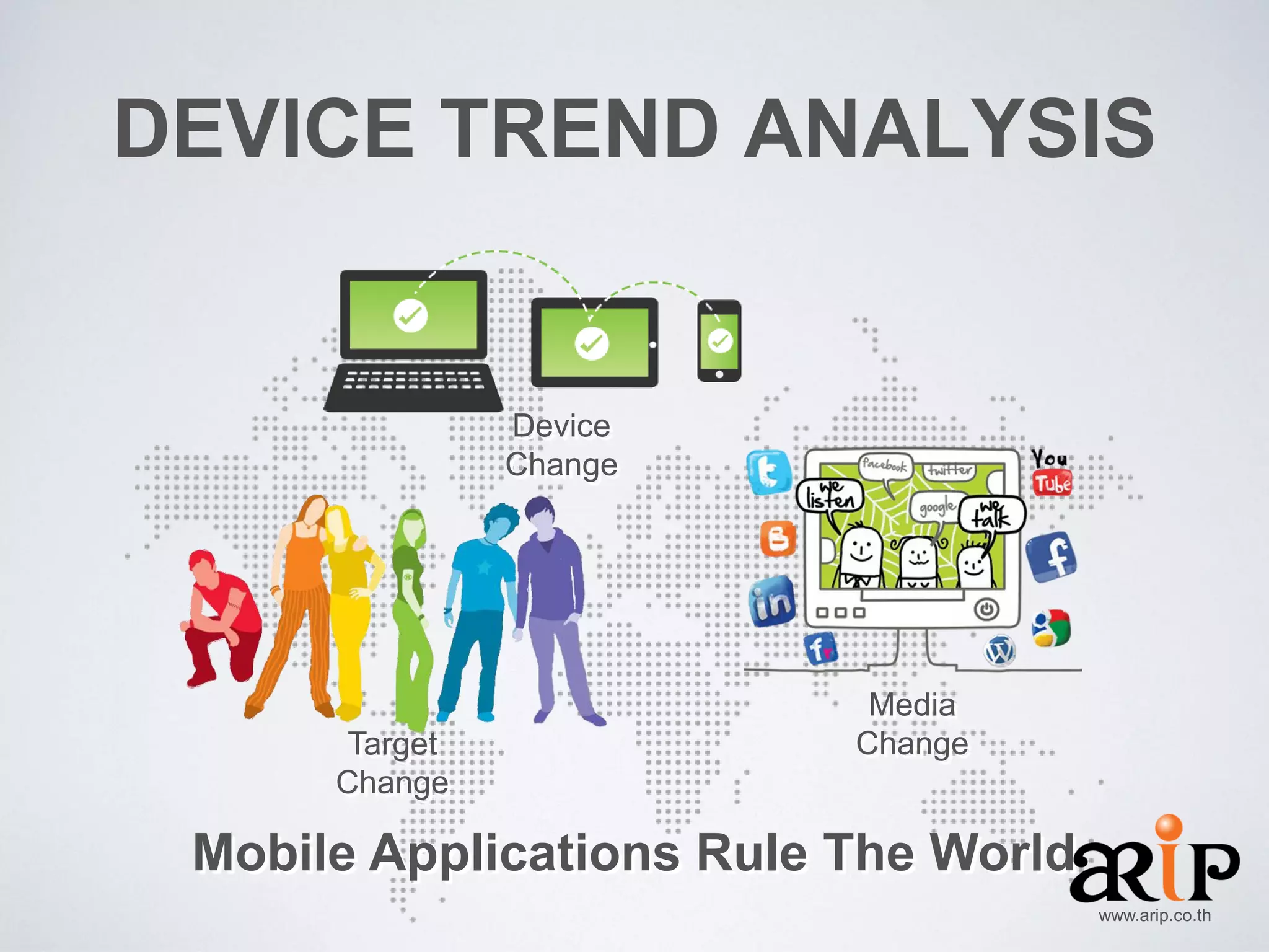 DEVICE TREND ANALYSIS

Device
Change

Target
Change

Media
Change

Mobile Applications Rule The World
www.arip.co.th

 
