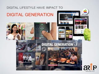 DIGITAL LIFESTYLE HAVE IMPACT TO

DIGITAL GENERATION

www.arip.co.th

 
