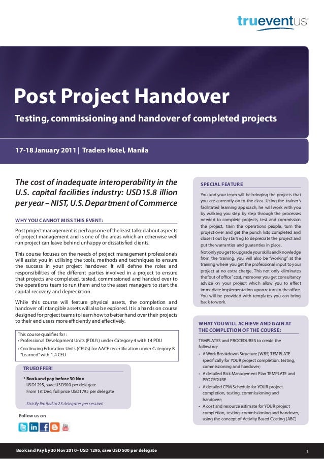 post project handover process handover document template