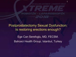 Postprostatectomy Sexual Dysfunction:
Is restoring erections enough?
Ege Can Serefoglu, MD, FECSM.
Bahceci Health Group, Istanbul, Turkey
1
 