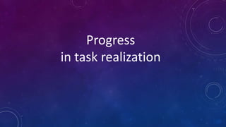 Progress
in task realization
 