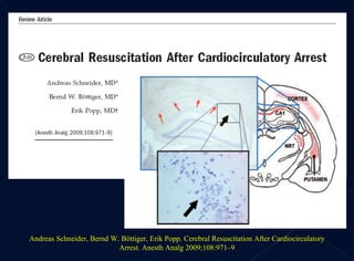 Andreas Schneider, Bernd W. Böttiger, Erik Popp.  Cerebral Resuscitation After Cardiocirculatory Arrest .  Anesth Analg 2009;108:971–9 