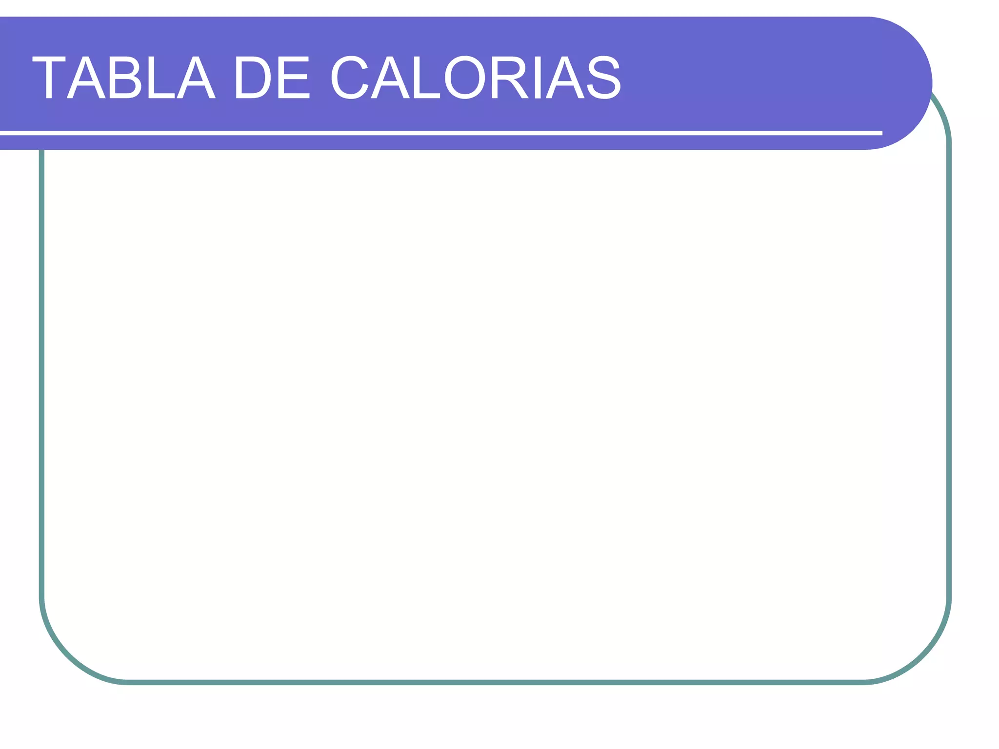 TABLA DE CALORIAS
 