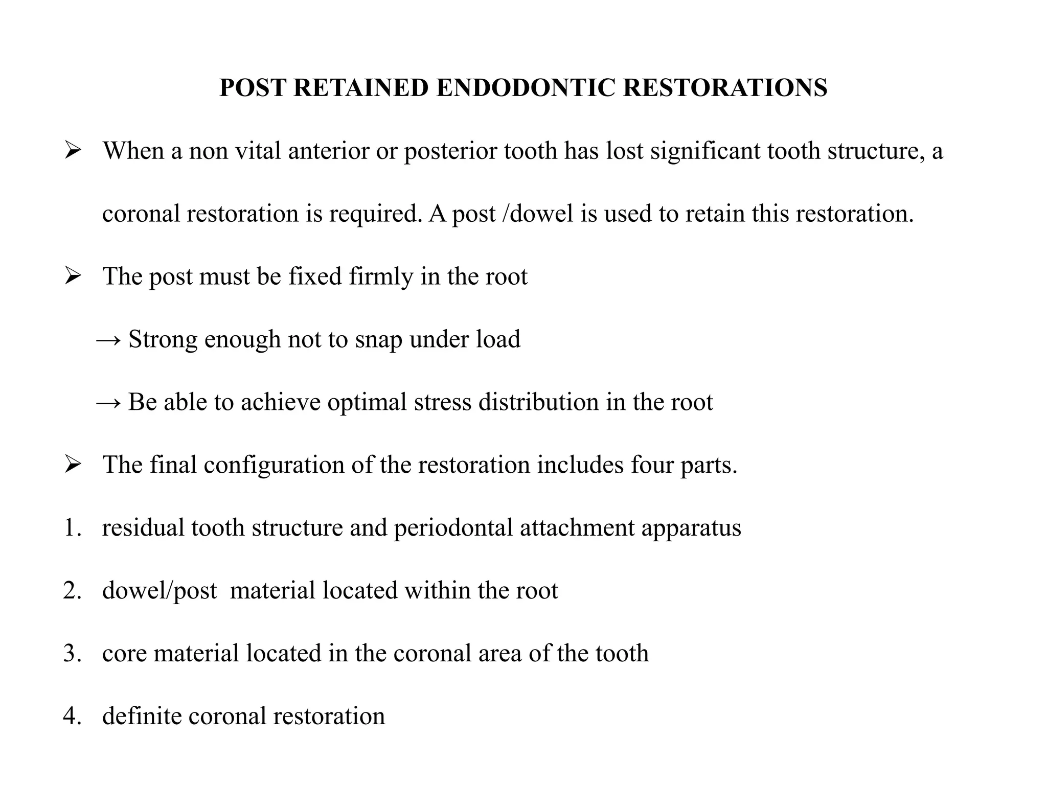 Post retained endodontic restorations PPT