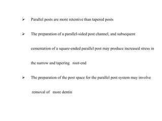 Post retained endodontic restorations | PDF