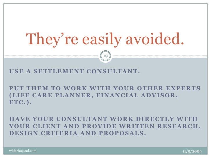 Post Settlement Pitfalls 2009