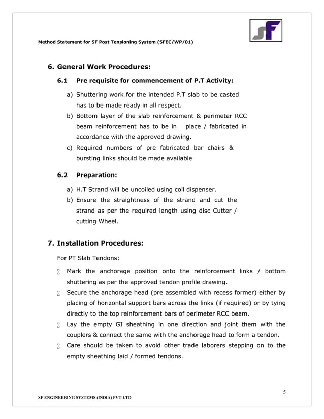 Post Tensioning Checklist.pdf Method Statement For Post Tensioning Friction Test – HTGG