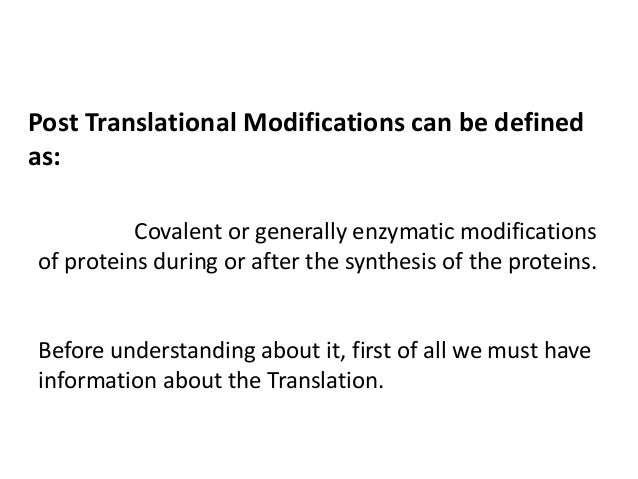 Post Translational Modification