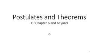 Postulates and Theorems
Of Chapter 6 and beyond


1

 
