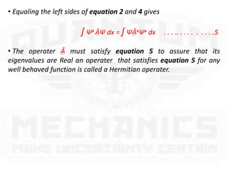 Postulates of quantum mechanics | PPTX