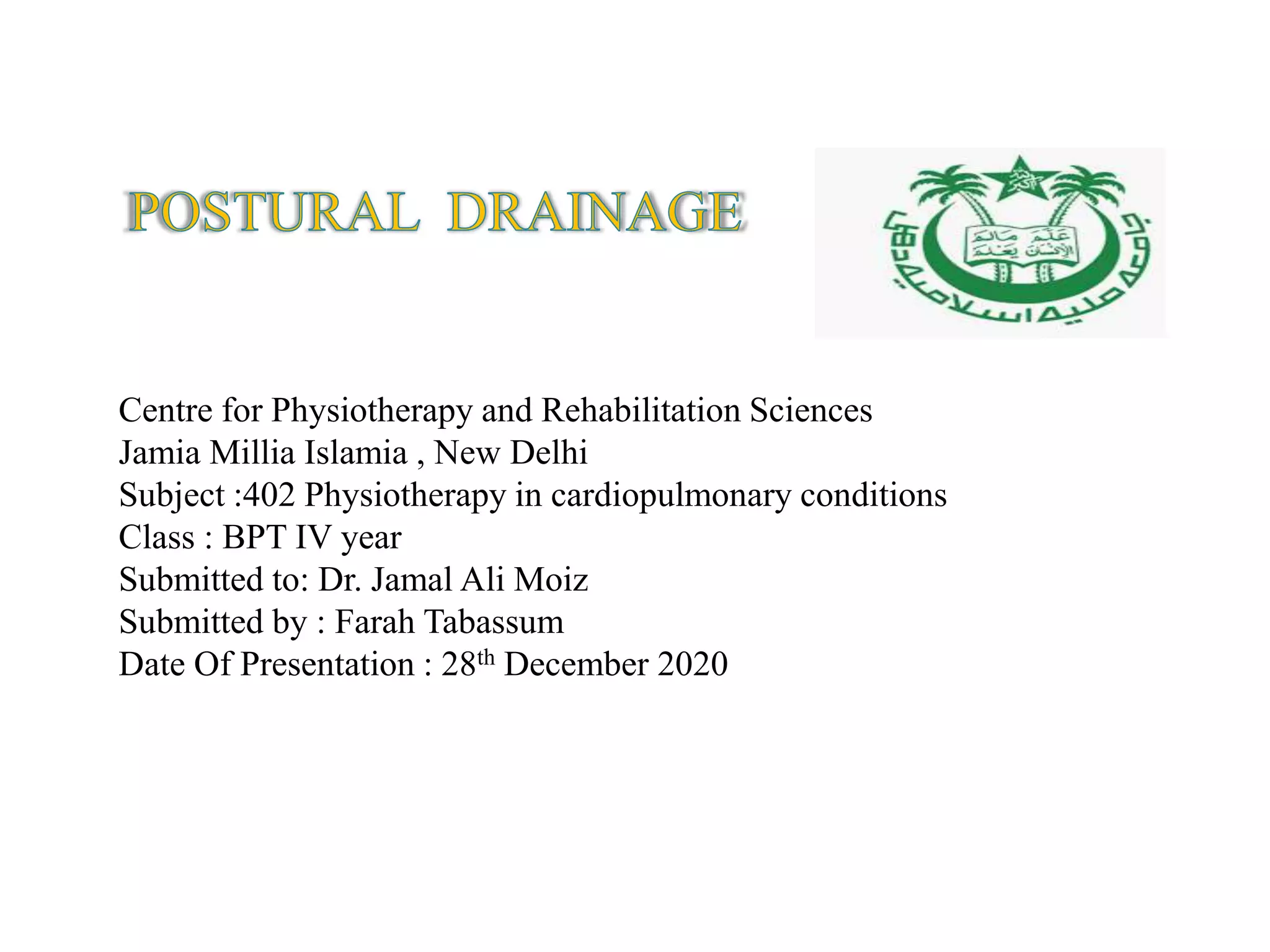 Postural drainage 1