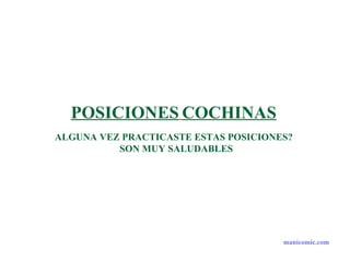 POSICIONES   COCHINAS    ALGUNA VEZ PRACTICASTE ESTAS POSICIONES?    SON MUY SALUDABLES manicomic.com 
