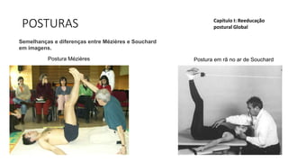 POSTURAS Capítulo I: Reeducação
postural Global
Semelhanças e diferenças entre Mézières e Souchard
em imagens.
Postura Mézières Postura em rã no ar de Souchard
 
