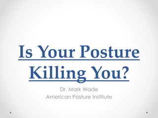 Is Your Posture
Killing You?
Dr. Mark Wade
American Posture Institute
 