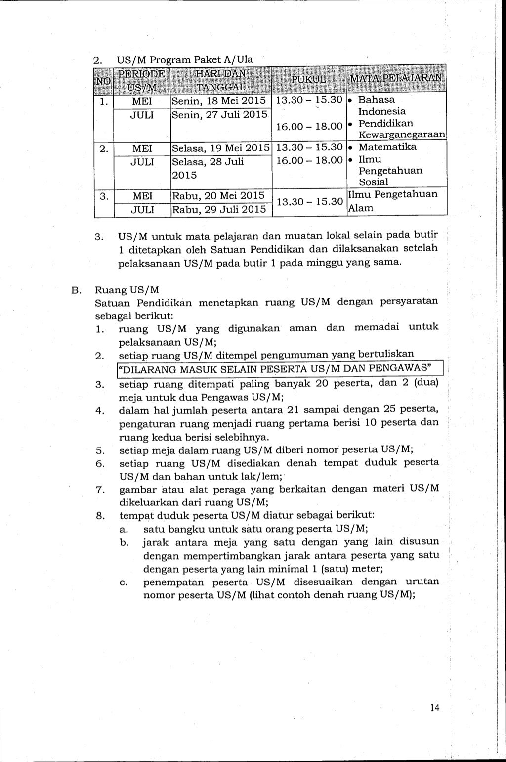 Pos ujian sekolah 2015